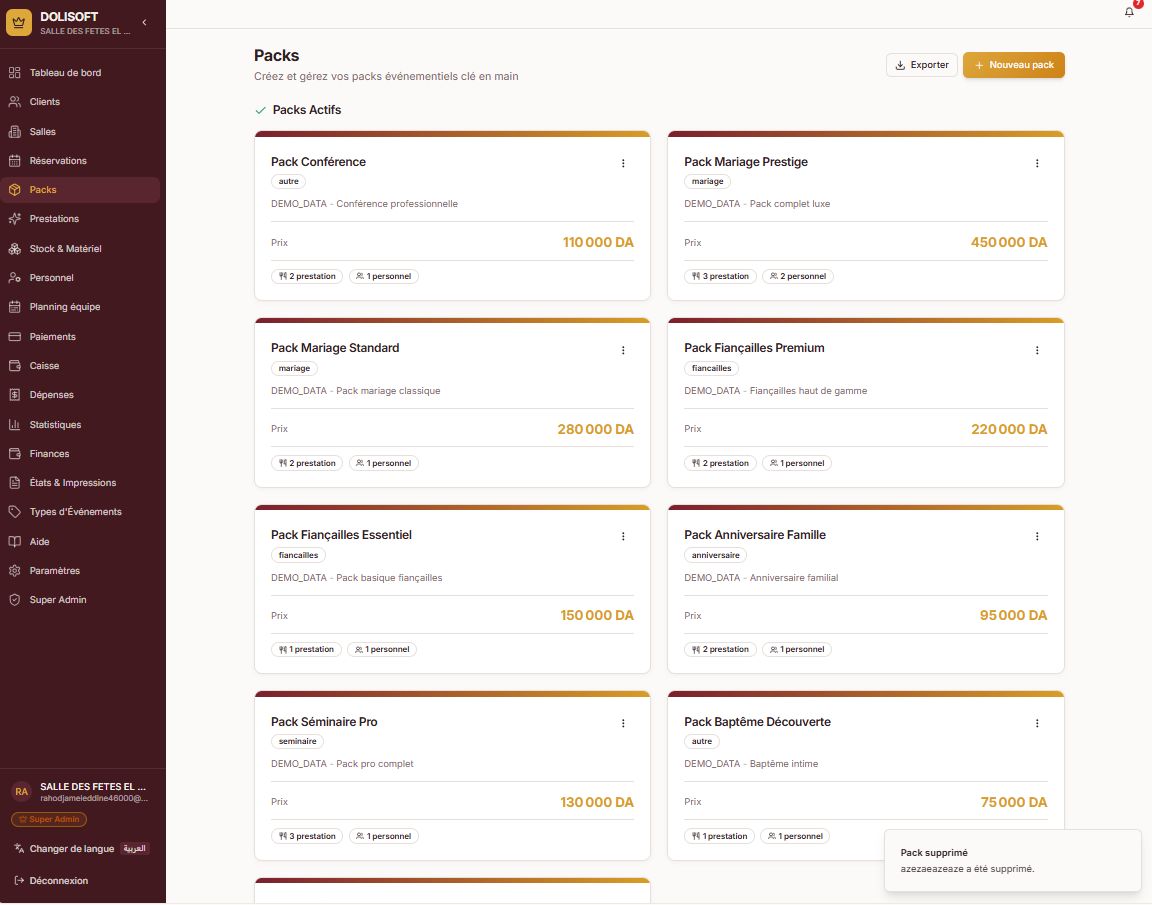 DOLISOFT — Le logiciel de Gestion des salles des fêtes