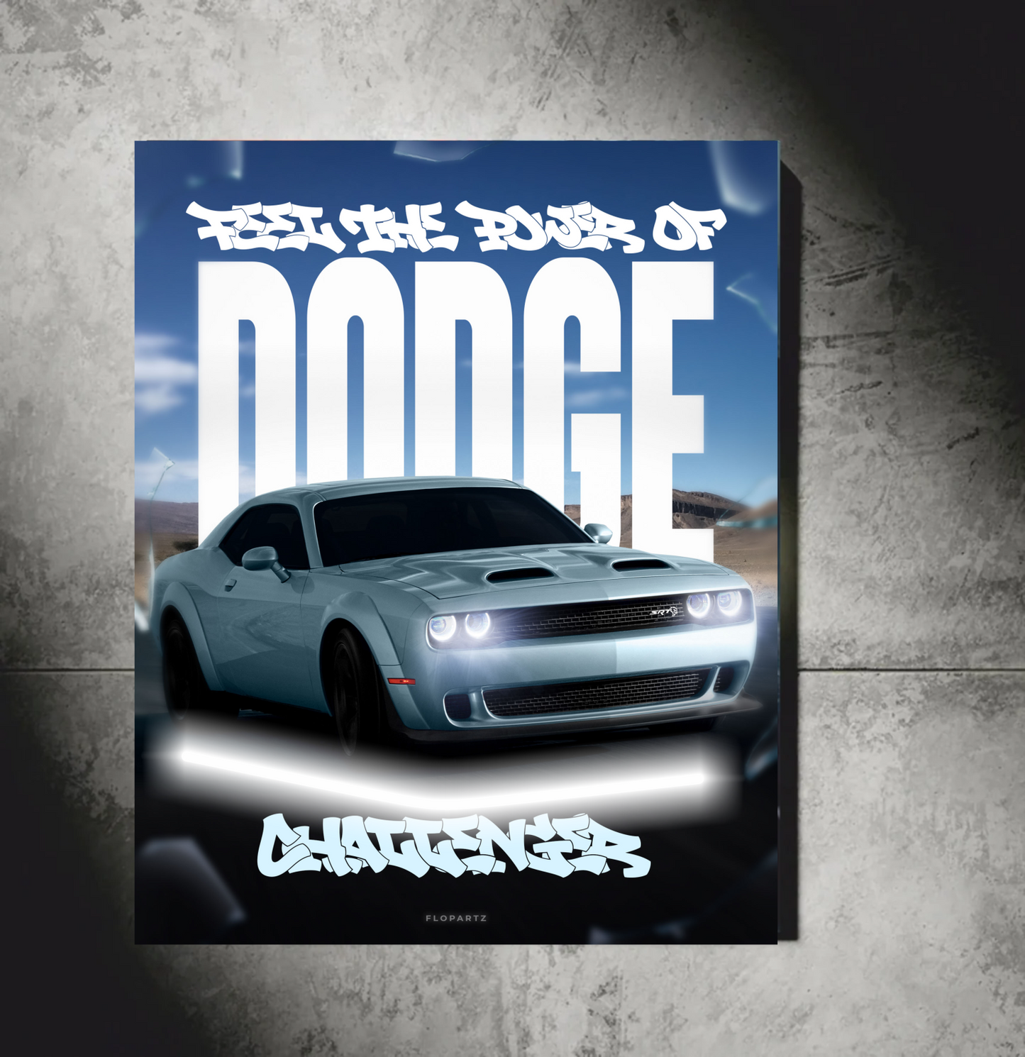 POSTER polycarbone DODGE CHALLENGER VUE GLOBALE