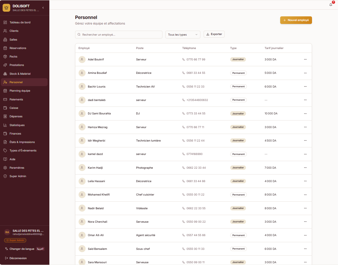 DOLISOFT — Le logiciel de Gestion des salles des fêtes