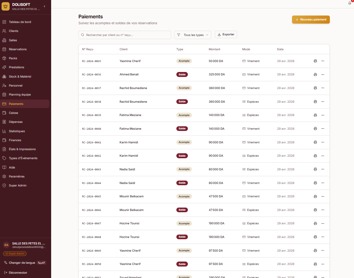 DOLISOFT — Le logiciel de Gestion des salles des fêtes