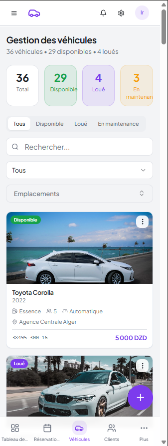 برنامج تسيير كراء السيارات Dinateck Location de Voitures