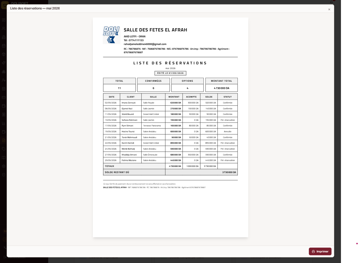 DOLISOFT — Le logiciel de Gestion des salles des fêtes