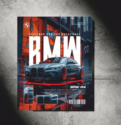 POSTER polycarbone BMW M4 VUE GLOBALE