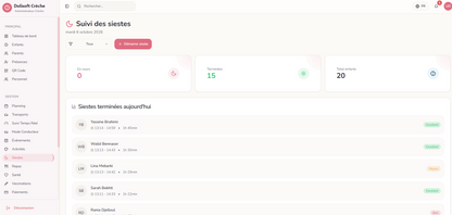 Dolisoft Crèche – suivi des siestes