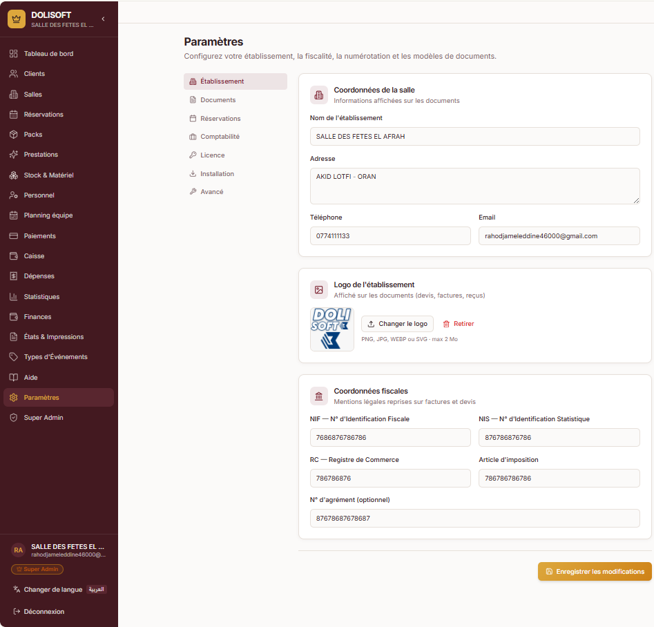 DOLISOFT — Le logiciel de Gestion des salles des fêtes