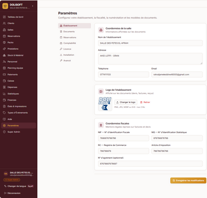 DOLISOFT — Le logiciel de Gestion des salles des fêtes