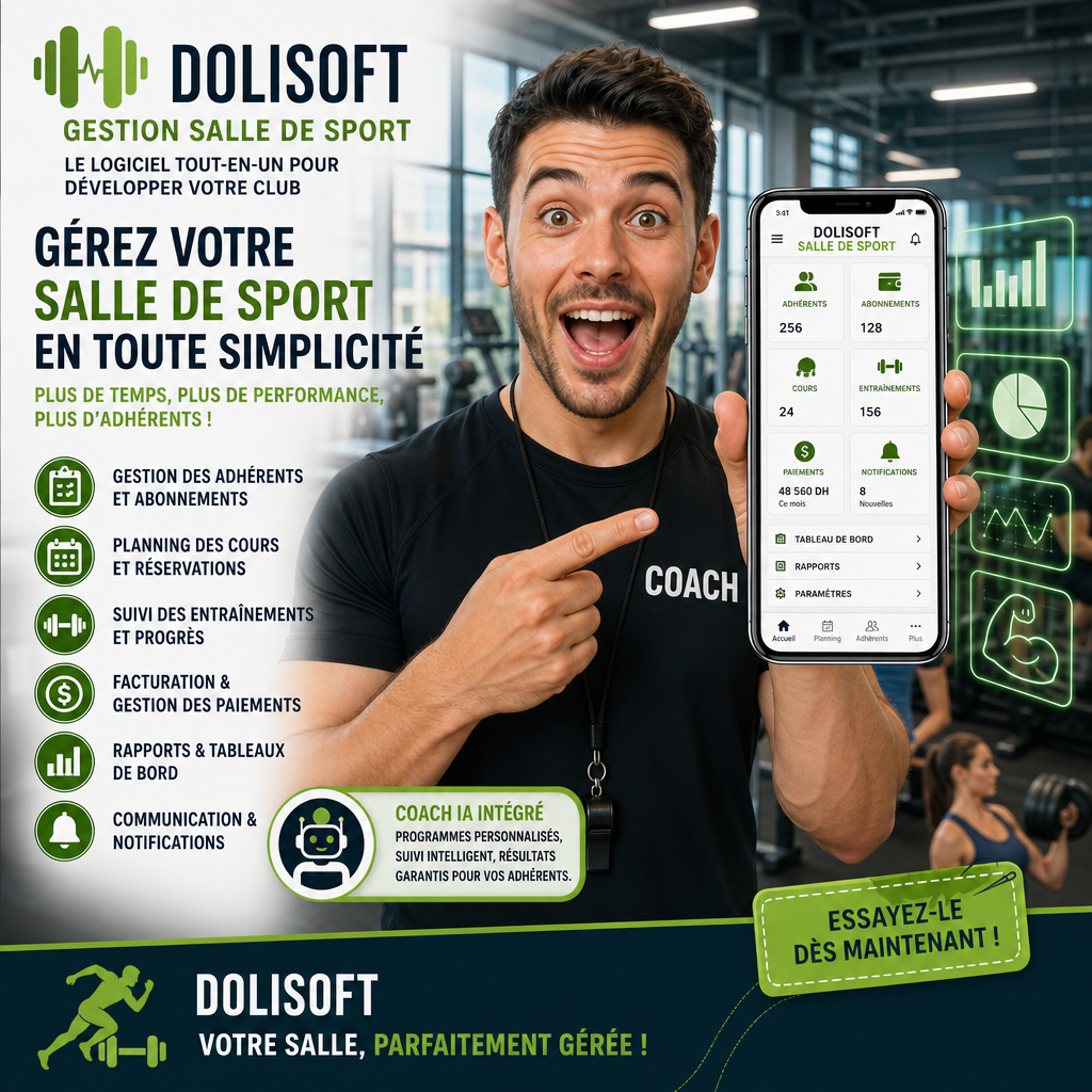 Dolisoft Gym— Le logiciel qui simplifie la gestion de votre salle