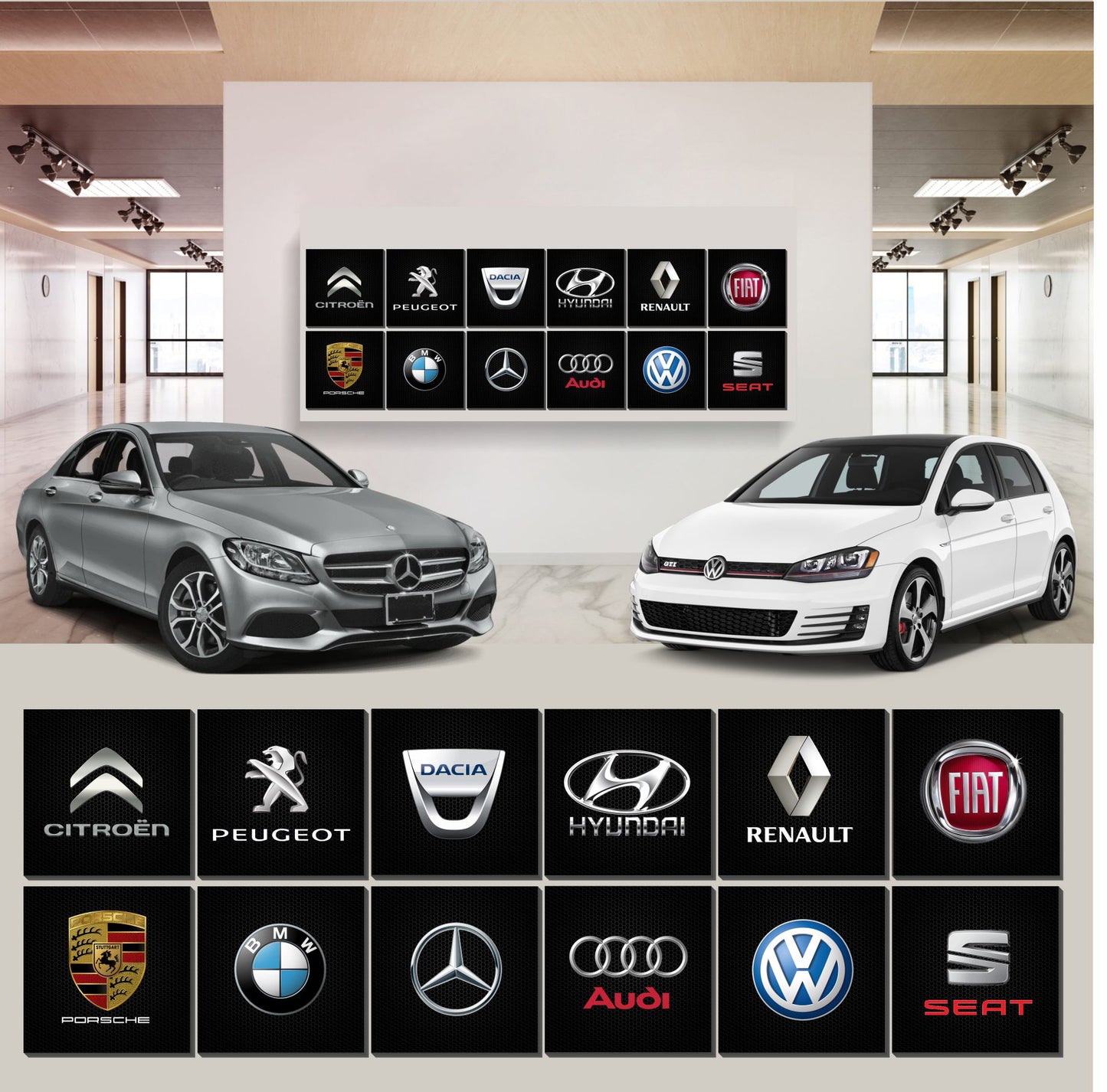 POSTER  Polycarbone 15mm 40x40cm LOGO MERCEDES BENZ